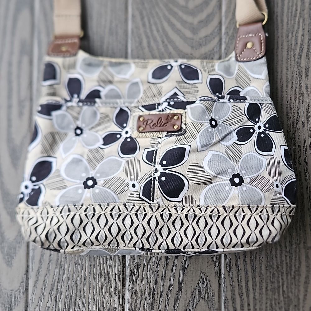 Retro Relic By Fossil Canvas Crossbody Bag - Gray… - image 1